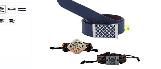 Blue Leather Belt And Bracelet Combo For Men