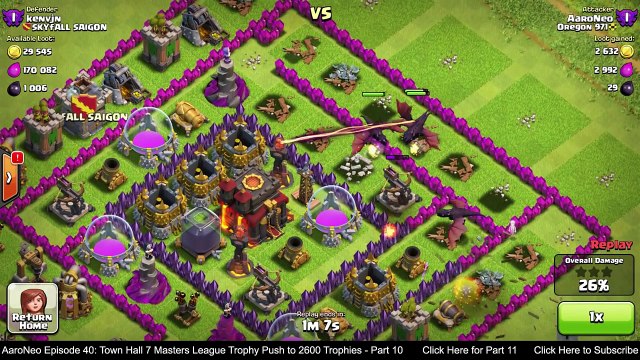 Town Hall Level 7 (TH7) Masters League Trophy Push Part 1 - Hog Riders Attack Strategy (Co