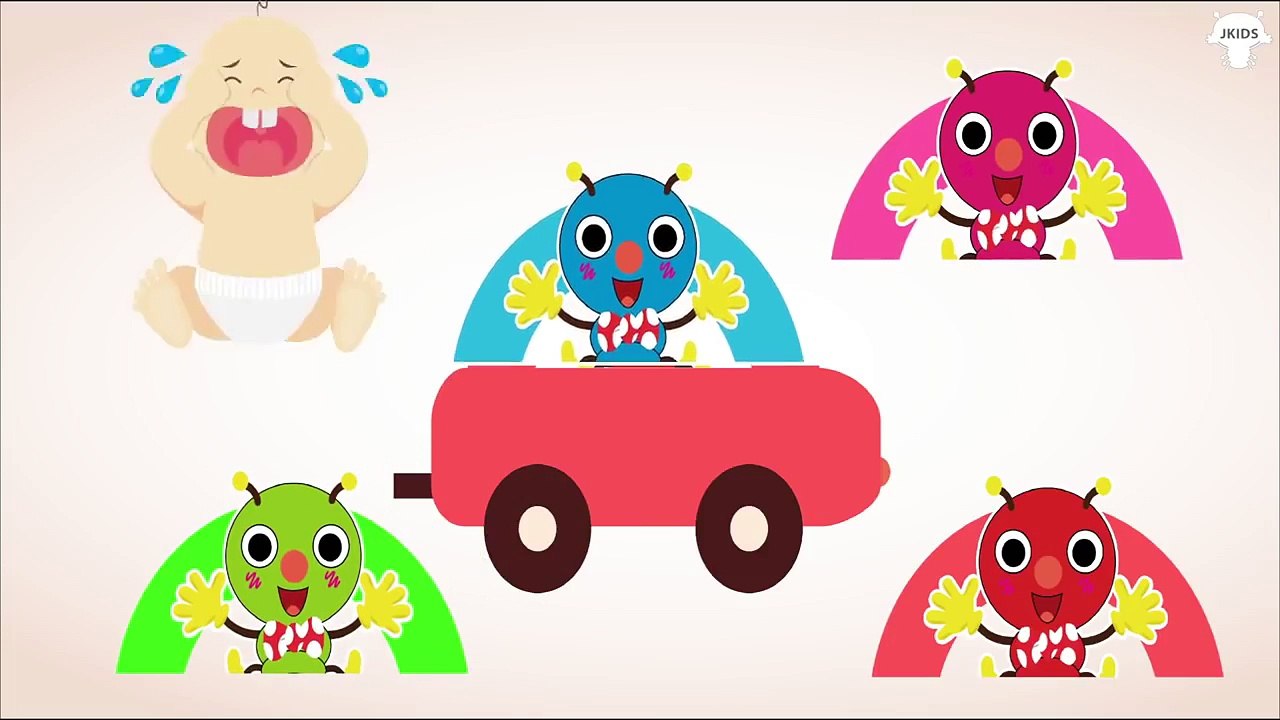 むしむしくん 歌  ❤️ 色の英語の歌 ❤ カラフル 車 ❤ 赤ちゃん笑う、喜ぶ、泣きやむ ❤ 子供向けアニメ ❤ learn color for kids