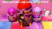 3 Surprise Eggs with FUNNY TOYS Super Eggs Masha i Medved Disney Princess My Little Pony H