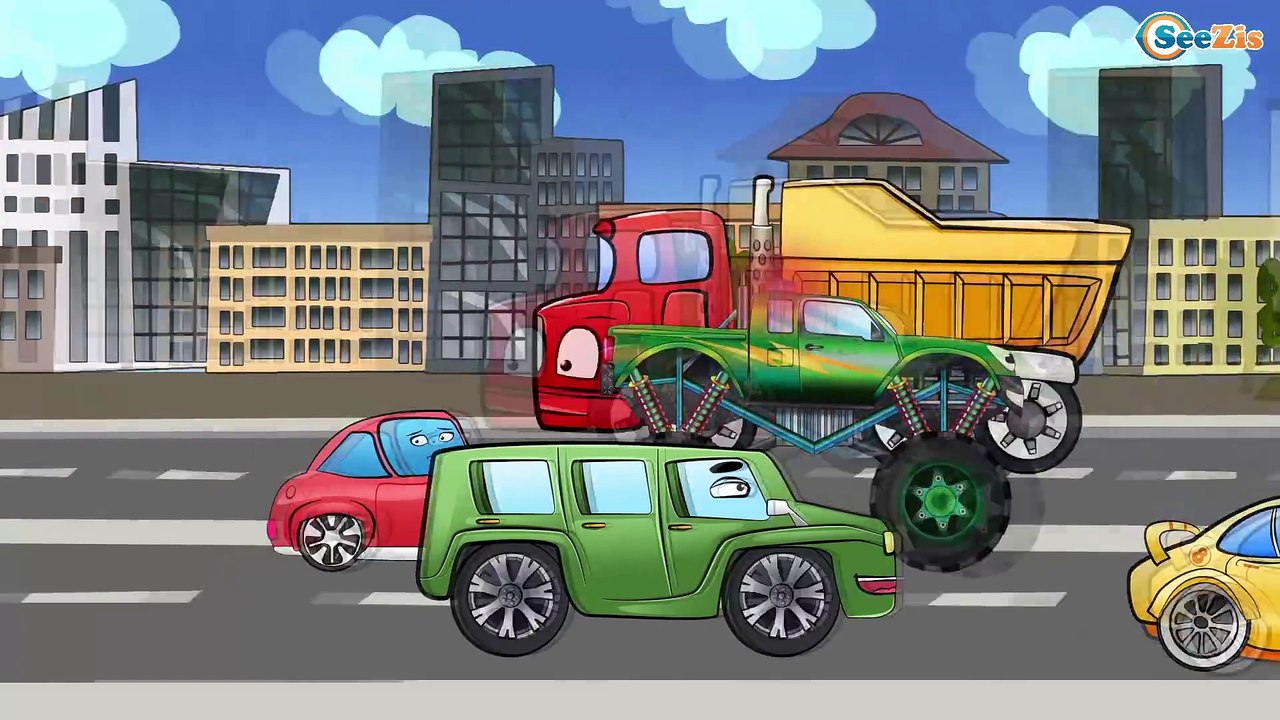 Carros Para Niños. Coche de policía, Un camion monstruo. Caricaturas de carros. Tiki Taki Carros