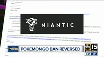 Pokemon Go app lifts ban against Valley man