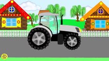 Y Tractor setas frutas verduras bayas concepto de dibujos animados educativos sobre la igualdad de Masha