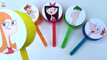 Phineas and Ferb Learn colors in english Play Doh Lollipop Ice Cream Surprise Eggs Toys 20