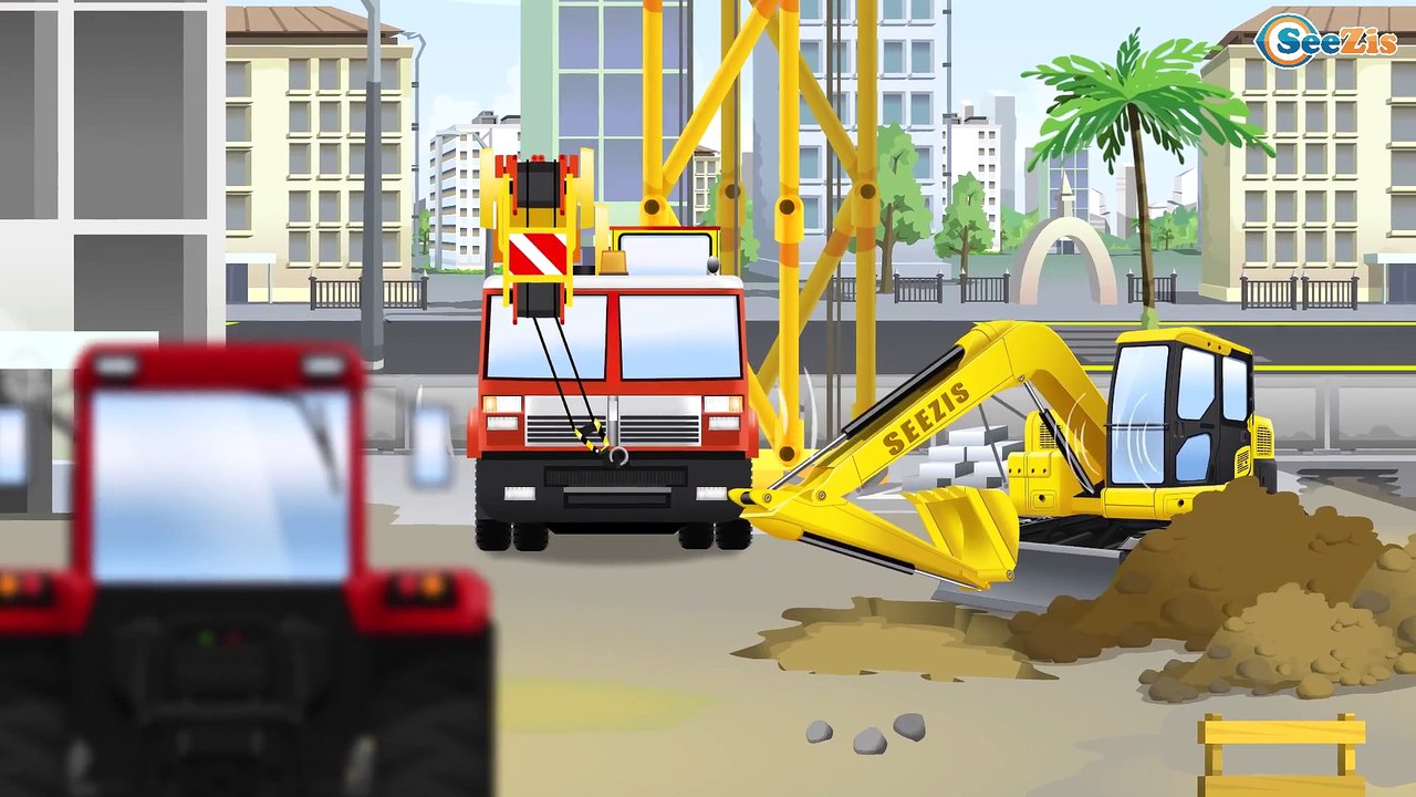 İNSANSIZ Traktör, Ekskavatör ve Yeni akıllı arabalar İş Makineleri - Tarım Makinası - Çizgi Film