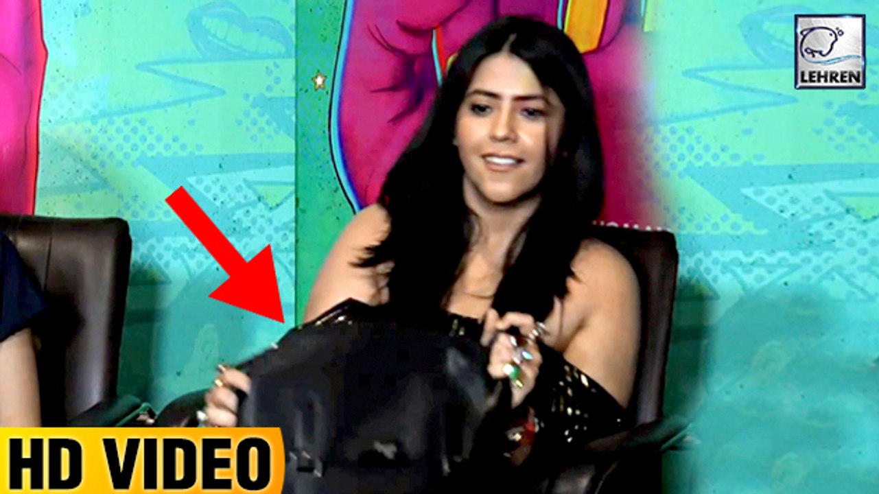 Ekta Kapoor Covers Her Short Dress With A Bag