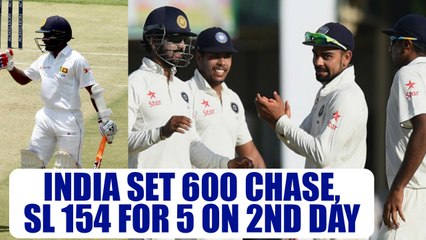 India vs SL 2nd day Highlight: Host's batting line up crumble chasing visitor's 600 run |Oneindia