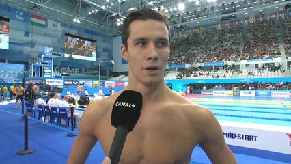 200m dos - La réaction de Geoffroy Mathieu après son élimination en séri...