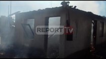 Report TV - Roskovec, shpërthen bombola e gazit, shkrumbohet shtëpia