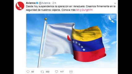 Avianca adelanta a hoy la suspensión de sus vuelos a Venezuela