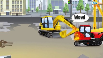 Tractor Rouge, Camion Benne, Grue: Сonstruction de la Ville compilation - Dessin animé français