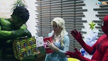 Frozen Elsa & Spiderman Princess Anna vs Maleficent & Hulk. Christmas Superheroes in Real Life!