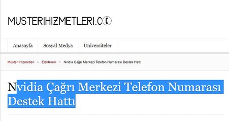 Nvidia Çağrı Merkezi Telefon Numarası Destek Hattı