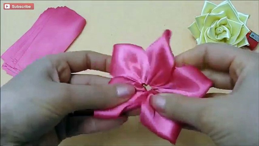 Bricolaje cómo hacer cinta rosas satín para Rosas, tutorial kanzashi -  Vidéo Dailymotion