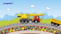 Trucks for kids Crane Truck Surprise Eggs Learn Sweets Candies Video for children cut