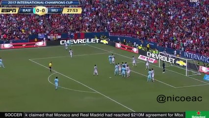 Barcelona - Tiro de esquina jugado en corto vs Manchester United [International Champions Cup 27-07-2017]
