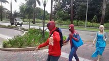 Increíble chico congelado bromista vida araña hombre araña superhéroe con Vs elsa real