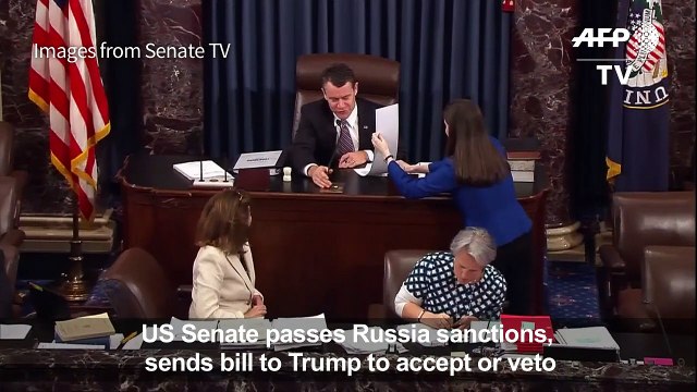 US Senate passes Russia sanctions, sends bill to Trump