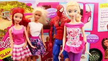 Et campeur gelé petit Princesse examen homme araignée jouet avec Barbie glam rv disney elsa merm