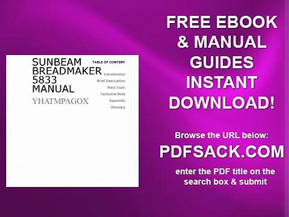 Sunbeam Breadmaker 5833 Manual