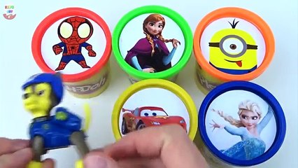 Сups Stacking Toys Play Doh Clay Frozen Elsa Spiderman Paw Patrol Minions McQueen Learn Co