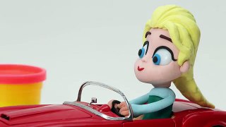 Disney Frozen DON'T DRIVE AND TEXT Play doh Stop Motion Toy Cars Animation