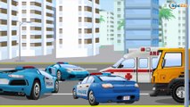 Kids Cartoon: The Ambulance with The Police Car in the City - Emergency Cars Cartoons for children