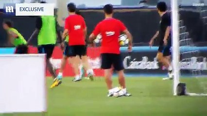 Nelson Semedo e Neymar agridem-se mutuamente durante treino do Barcelona