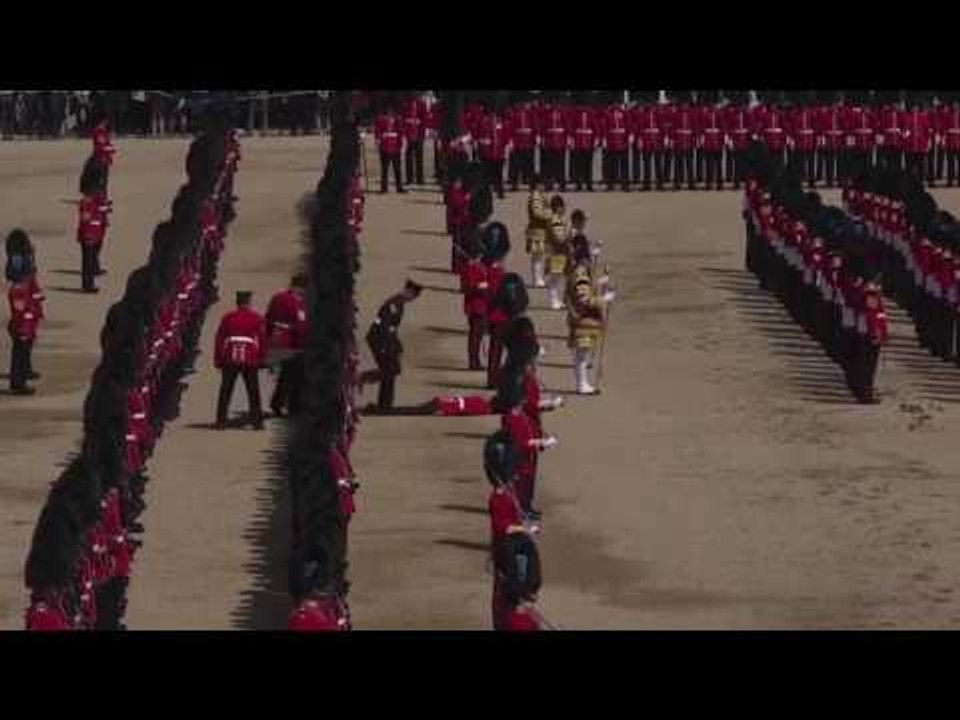 Un soldat de la garde royale fait une sieste pendant une cérémonie
