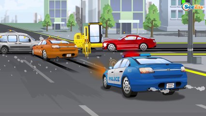 Police Car & Racing Cars and Tow Truck Full Episode - Cop Car Real Race Cartoon for Kids