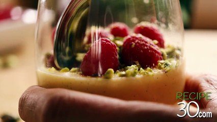 Recipe30 - Vanilla Custard Dessert in 15 minutes with pistachio and raspberries