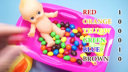 Baby Doll Learn Colours Bath Time For Children Baby Kids With M&M Chocolate Candy