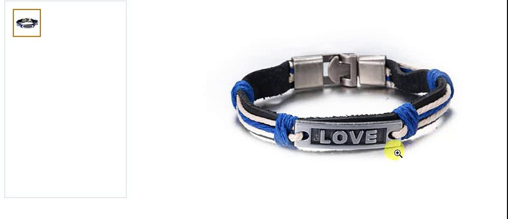 Love Black & Blue Leather and Metal Wrist Band Unisex