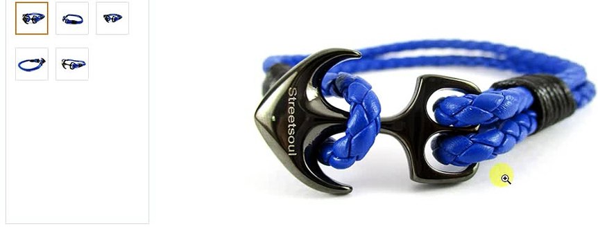 Anchor Blue Black Bracelet Stylish Leather Band For Men
