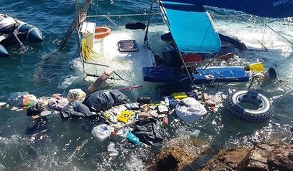 Çanakkale'de kaçakları taşıyan yatın batma anı kamerada