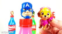 Superhero Coca-Cola Bottles Finger Family Rhymes Learn Colors Spiderman Hulk and Captain A