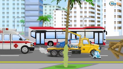 El Camión es amarillo y La Excavadora infantiles - Caricatura de Carritos Para Niños