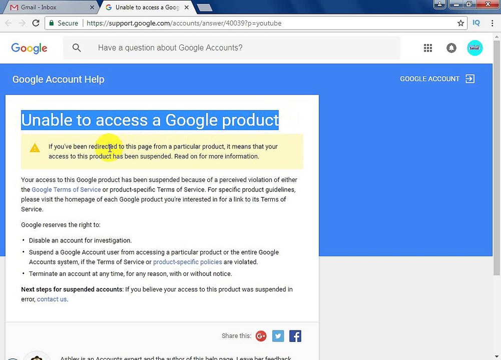 Unable to access a Google product