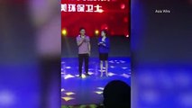 Chinese host collapses on air as audience claps