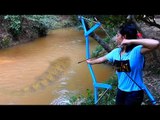 Amazing Girl Uses PVC Pipe Compound Bow Fishing - Khmer Fishing At Siem Reap Cambodia