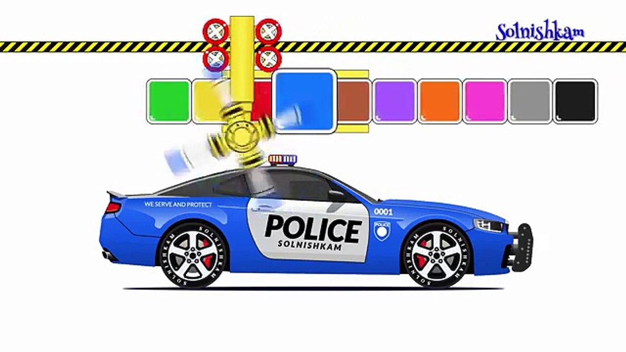 Niños para enseñar desarrollo de color de dibujos animados coche de policía