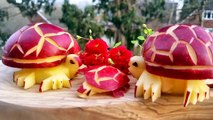 Manzana arte talla decoración comida Fruta adornar cómo hacer para tortugas sushi