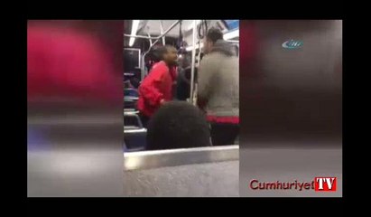 Otobüsteki tacizciyi böyle yumrukladı