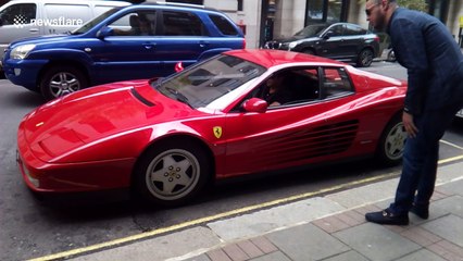 Ferrari driver has difficulty parking supercar outside hotel in Green park