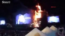 Barselona'da müzik festivalinde yangın