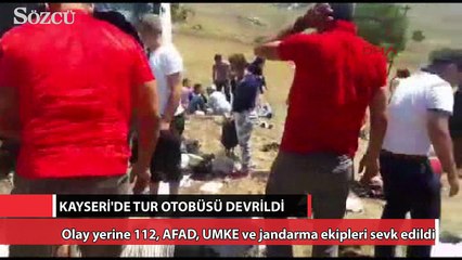 Kayseri Tur otobüsü devrildi