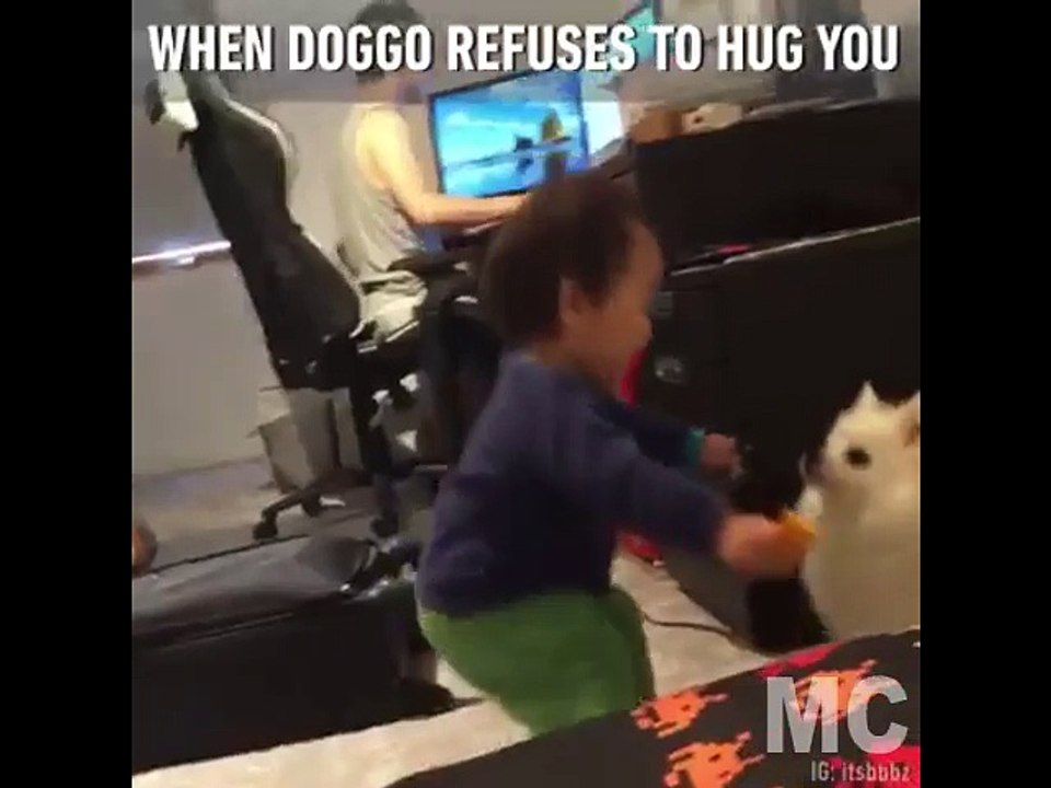 Funny Action , When Doggie Refuses to hug you