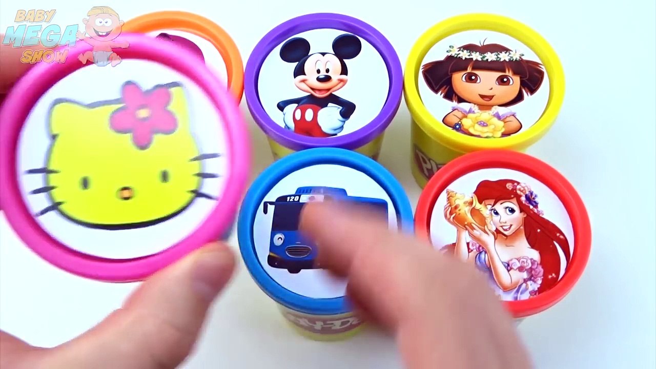 Bouteilles autobus les couleurs tasses Apprendre apprentissage souris jouer Doh tayo mickey masha dora
