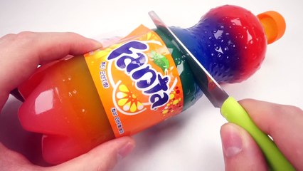 How To Make Rainbow Real Fanta Bottle Drinking Water Pudding Jelly Cooking DIY Surprise Jelly Recipe