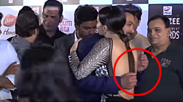 Salman Khan's Shy Hug To Sana Khan At Big Zee Entertainment Awards 2017